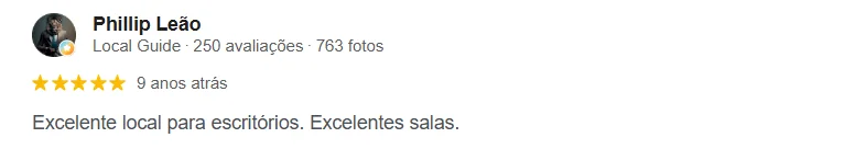 Avaliação de Phillip Leão no Google sobre a Smart Offices